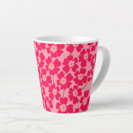 Taza De Café Latte Magenta potencia de las flores rosadas