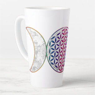 Taza De Café Latte Magia Luna Triple - Flor De Espíritu De Vida 2 Ca