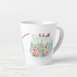 Taza De Café Latte Magical Christmas Night in the Winter Forest