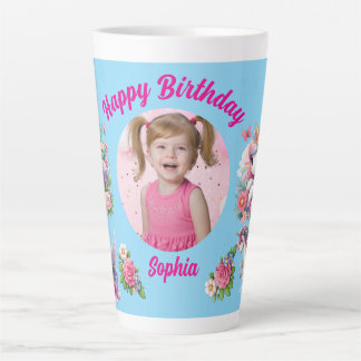 Taza De Café Latte Magical Floral Unicorn Photo Girly Birthday  Gift