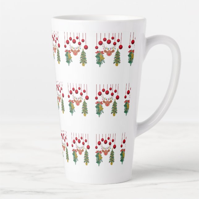 Taza De Café Latte Magical Reindeer Bells and Christmas Tree Design  (Derecha)