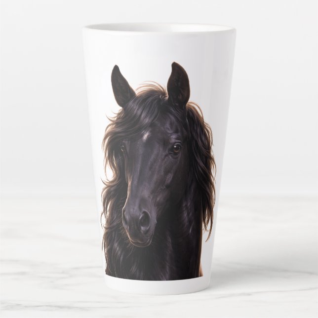 Taza De Café Latte Magnificent Black Stallion (Anverso)