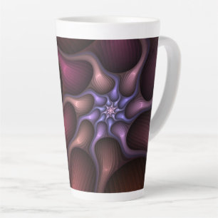 Taza De Café Latte Magnífico Resumen Brillante Fractal a rayas