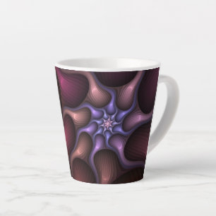 Taza De Café Latte Magnífico Resumen Brillante Fractal a rayas