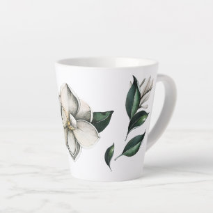 Taza De Café Latte Magnolia Latte Mug Botánico Contemporáneo