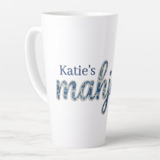 Taza De Café Latte Mahjong personalizado floral Chinoiserie Azul