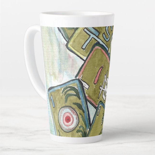 Taza De Café Latte Mahjong Tiles (Ángulo izquierdo)