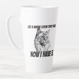Taza De Café Latte Maine Coon Cat divertido en blanco y negro persona