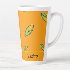 Taza De Café Latte Maíz con nombre personalizado en naranja