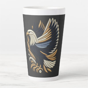Taza De Café Latte Majestic Eagle Embroidery Design   Negrita patriót