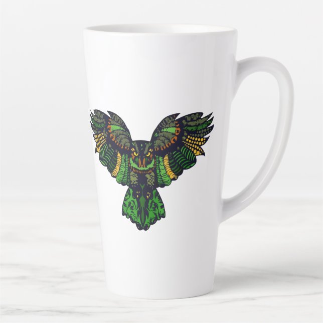 Taza De Café Latte Majestic Emerald Owl (Derecha)