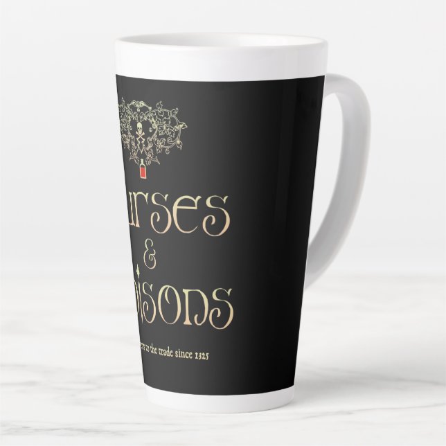 Taza De Café Latte Maldiciones y venenos (Ángulo derecho)
