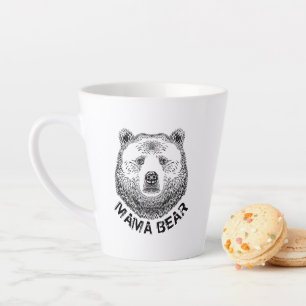 Taza De Café Latte Mama Bear, Ilustracion de mano dibujada
