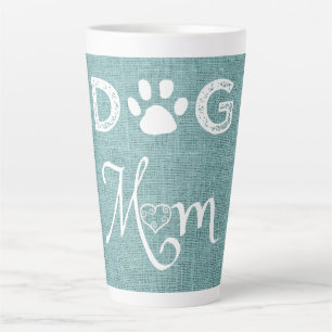 Taza De Café Latte Mamá de perro de Burlap verde azulada Latte Mug