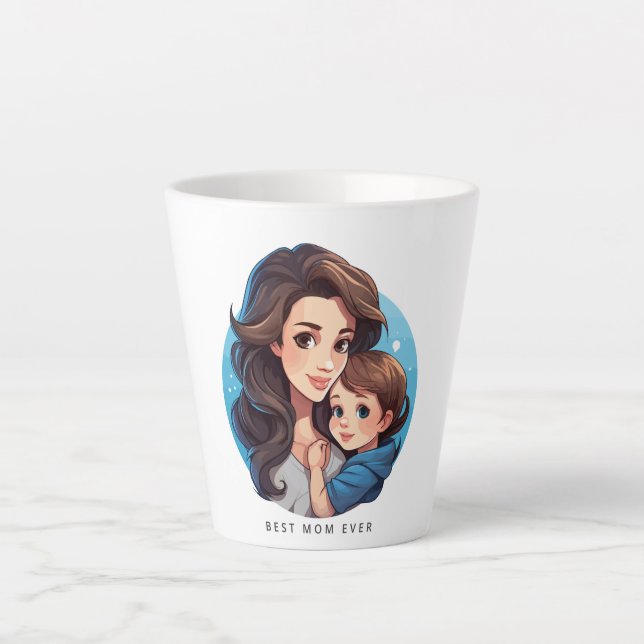 Taza De Café Latte Mamá dulce y Chica Mug del Día de la Madre (Anverso)