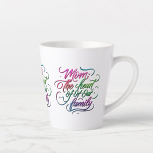 Taza De Café Latte Mamá: El corazón de nuestra familia - Latte Mug de
