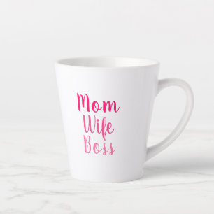 Taza De Café Latte Mamá esposa jefa rosa blanca guion personalizado e