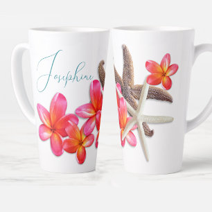 Taza De Café Latte Mamá Estrella de Mar Flores de Frangipani Personal