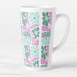 Taza De Café Latte Mamá Floral Caprichosa 