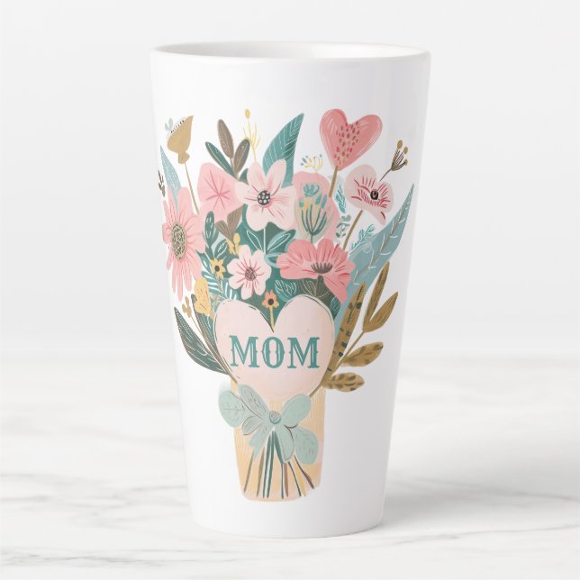 Taza De Café Latte Mama Flower Bouquet Latte Mug (Anverso)