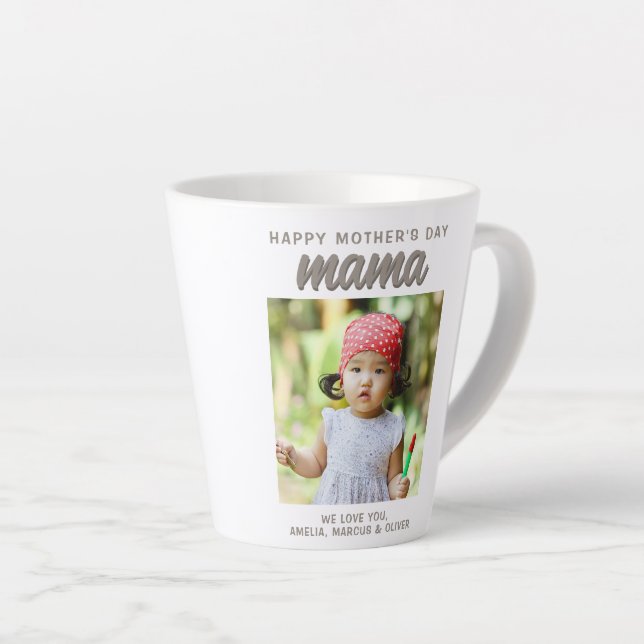 Taza De Café Latte Mama Kids moderna foto del Día de la Madre (Ángulo derecho)