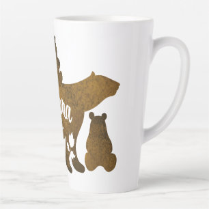 Taza De Café Latte Mamá Lleva 3 Cubos De Oso De Bebé Siguiendo A Mamá