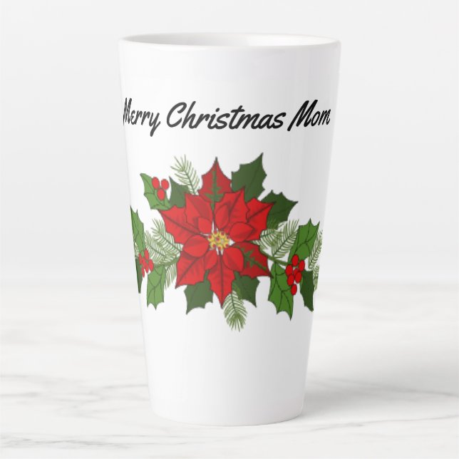 Taza De Café Latte Mamá Poinsettias Latte Mug (Anverso)