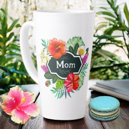 Taza De Café Latte Mamá tropical con hibisco