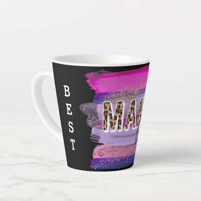 Taza De Café Latte Mamá Vida Mejor Personalizar de la Historia (Ángulo izquierdo)