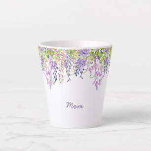 Taza De Café Latte Mamá Wisteria púrpura Floral