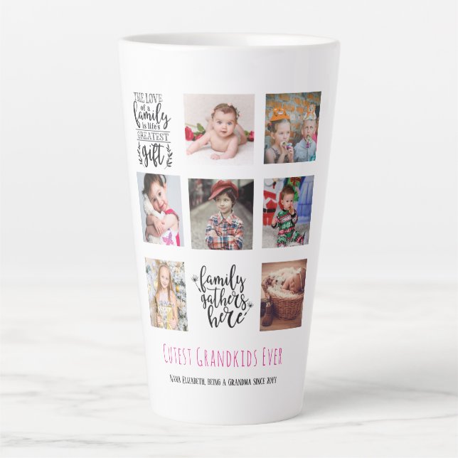 Taza De Café Latte Mamáes Pa de regalo de Collage de fotos de familia (Anverso)