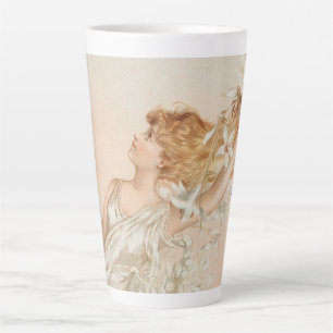 Taza De Café Latte "Mañana de Pascua" - Impresión Vintage, L. Prang &