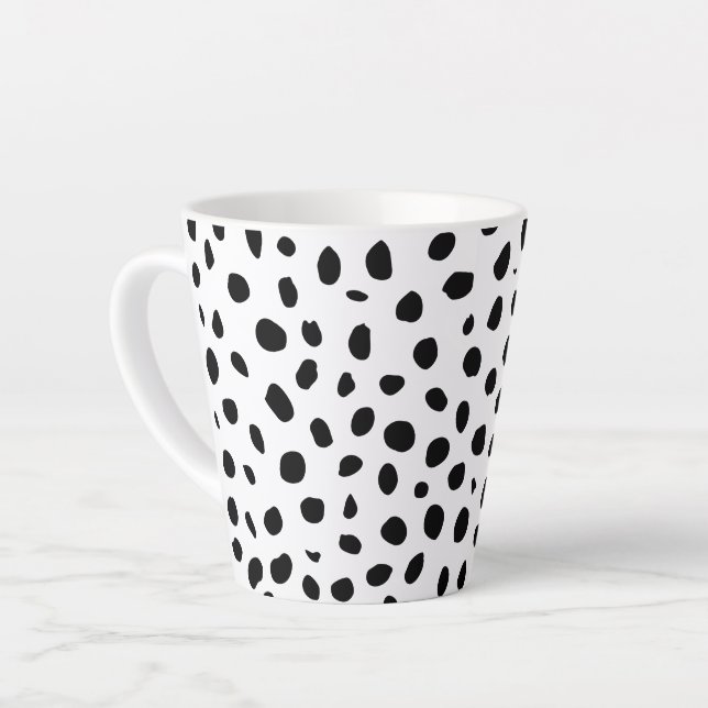 Taza De Café Latte Manchas de queso blanco negro (Ángulo izquierdo)