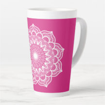 Mandala blanco sobre fondo rosa