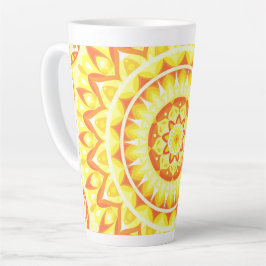 Taza De Café Latte Mandala de base amarilla