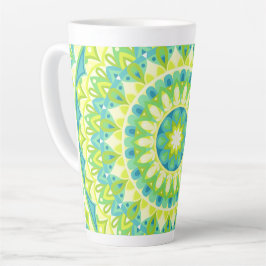 Taza De Café Latte Mandala de base verde