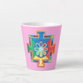 Taza De Café Latte Mandala de la creación acuarela