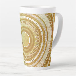 Taza De Café Latte Mandalá de Oro y Brillo
