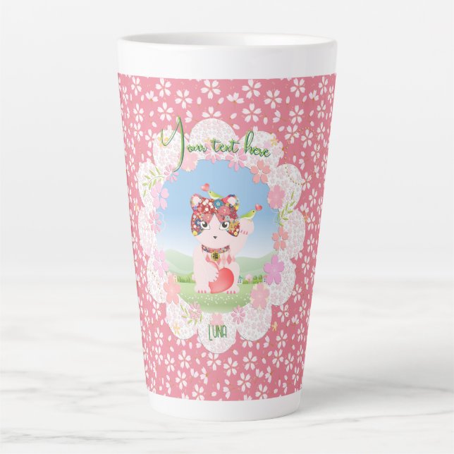 Taza De Café Latte Maneki Neko Lucky Luna (Anverso)