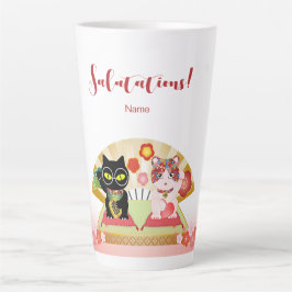 Taza De Café Latte Maneki Neko Lucky Poiluna