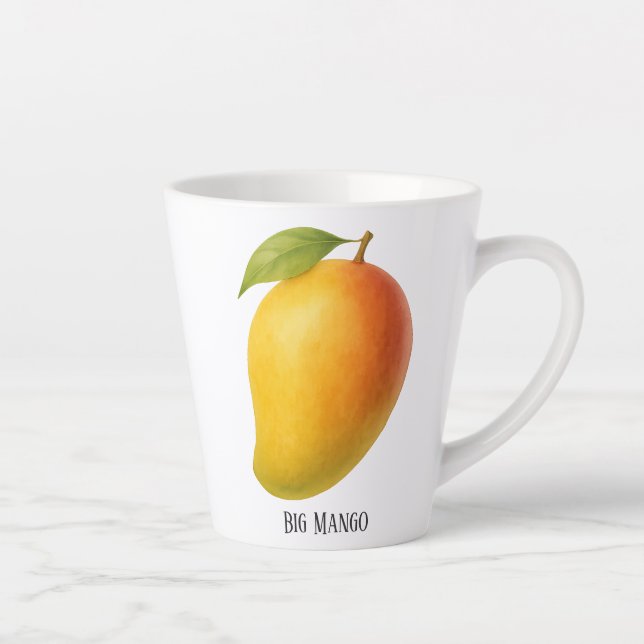 Taza De Café Latte Mango Grande, Fruta Dulce y Nombre (Derecha)