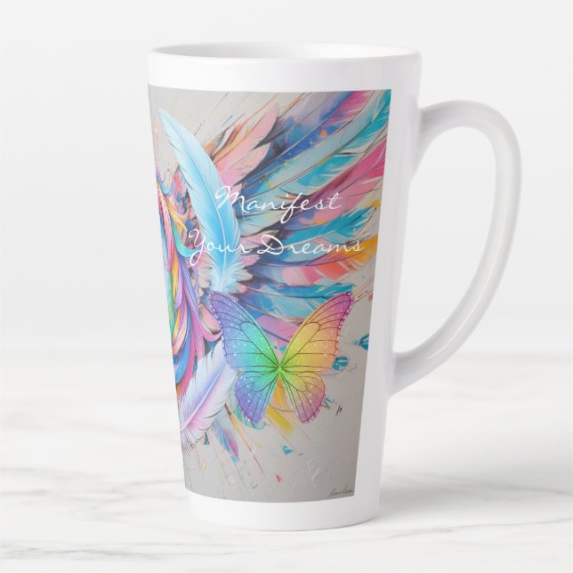 Taza De Café Latte Manifest Your Dreams-Latte Mug (Derecha)