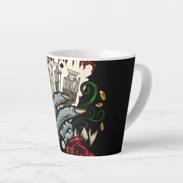Taza De Café Latte Mano De Tarjetas (Ángulo derecho)