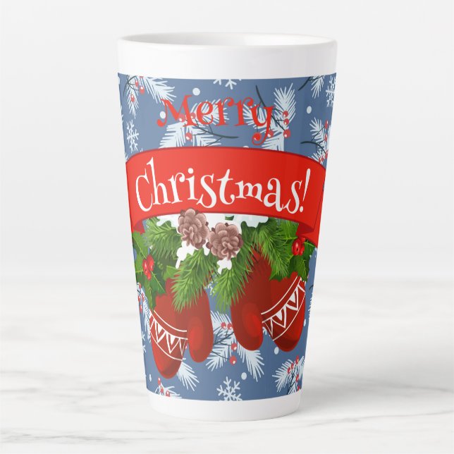 Taza De Café Latte Manoplas de Navidad (Anverso)