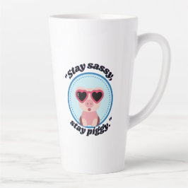 Taza De Café Latte Mantén la actitud cerdo cita