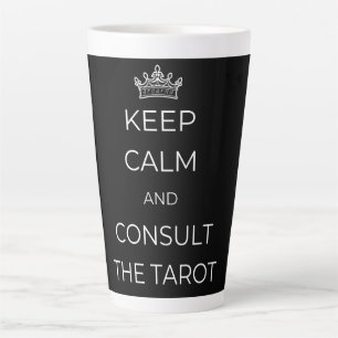 Taza De Café Latte Mantener la calma y consultar el Tarot Latte Mug
