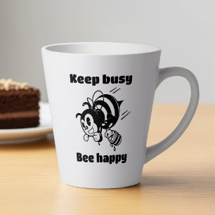 Taza De Café Latte Manténgase ocupado sé feliz Personalizado motivado