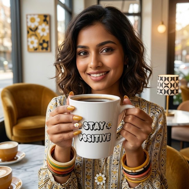 Taza De Café Latte Mantente Positivo (Subido por el creador)