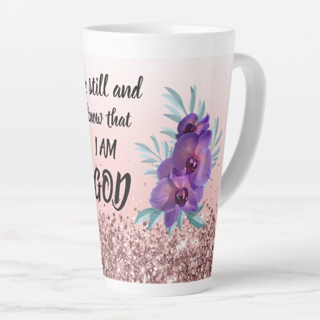 Taza De Café Latte Mantente Y Sé Que Soy Dios - Floral Latte Mug (Ángulo derecho)