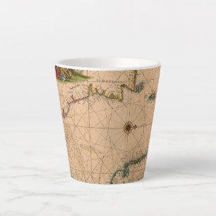 Taza De Café Latte Mapa antiguo antiguo inspirado (1)